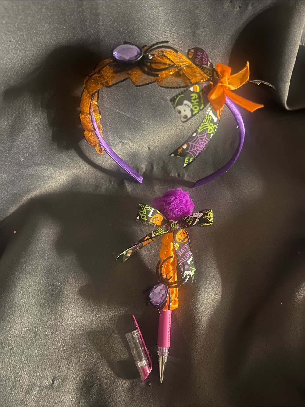 Handmade Halloween Orange & Purple Decorative Headband - Festive Hair Accessory - Picture 2 of 2
